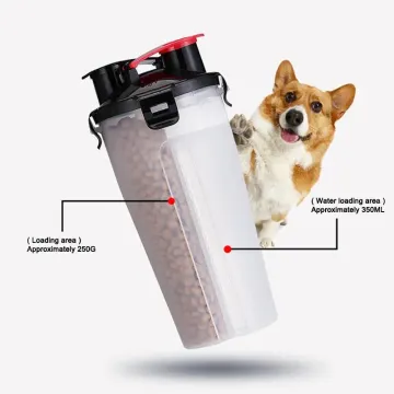 2 in 1 Portable Dog Water Bottle with Collapsible Dog Food Bowl
