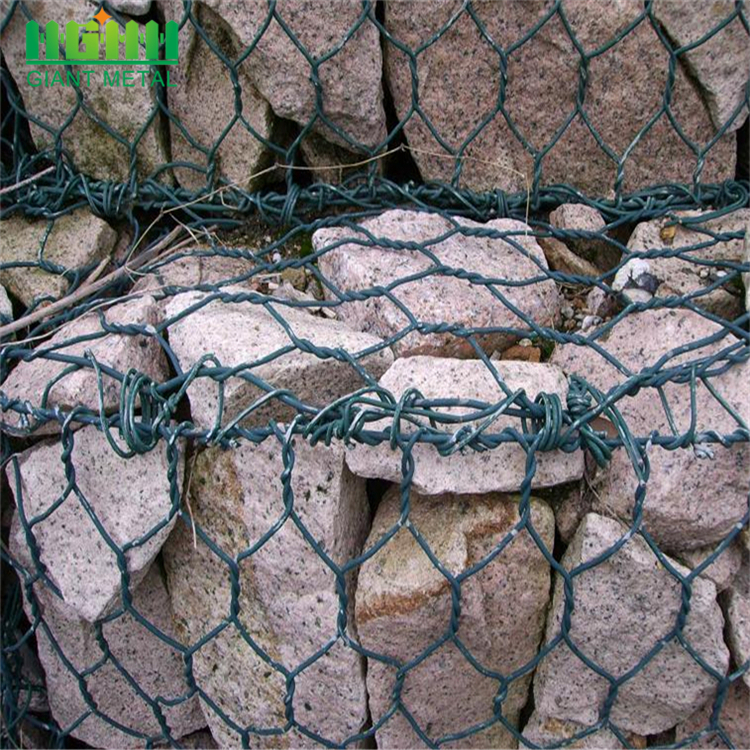 River flood control stone filled gabions