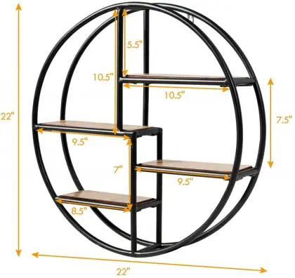 Tangkula Round Wall Shelf Wall-Mounted Circular Shelf