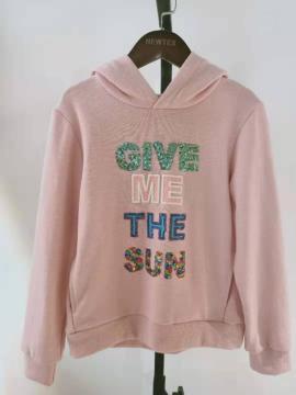 fashion knit fleece hooded shiny sequin grils jacket