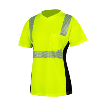 Dames Hi Vis Work Safety Shirt v Neck