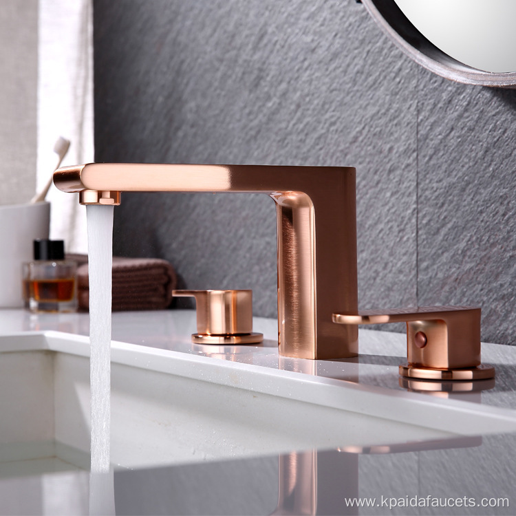 Three Hole Luxury European Bathroom Brass Faucet