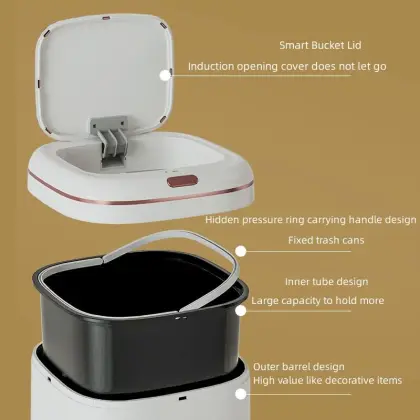 Smart Induction Flip-top Trash Can 2026 New Design