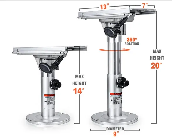 Wholesale Hot Selling Anodized Aluminum Boat Seat Pedestal with Slide Bell Bass