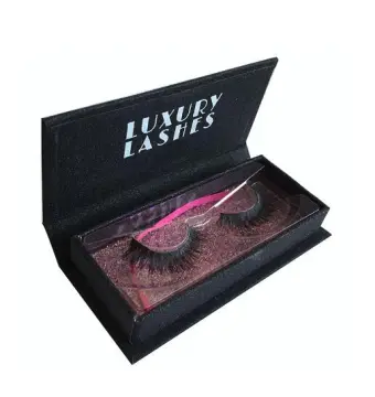 Black Glitter Paper Logo Foiled Eyelash Paper Box