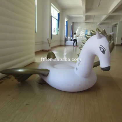 Custom White PVC Inflatable Pegasus Floating Row Swimming Pool Toys