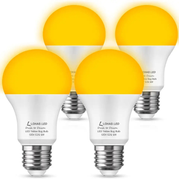 LOHAS 2000K 6W A19 E26/E27 LED Night Light Bulb with Dusk to Dawn Sensor