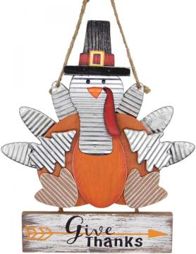 Turkey Shape Wooden Board Carved Give Thanks