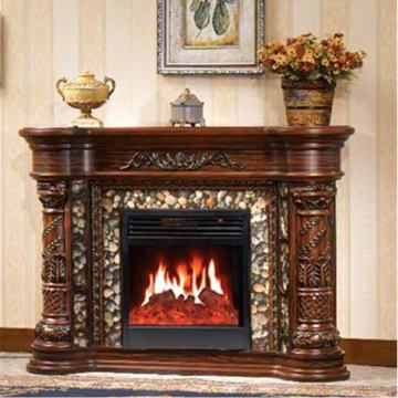 Copper Base Foyer Console Table with Decorative Fireplace
