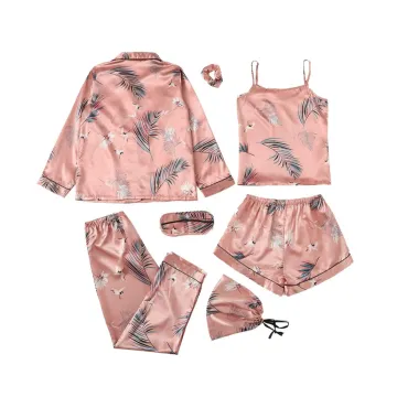 Luxury Women's Silk Satin Pajamas 7-Piece Set