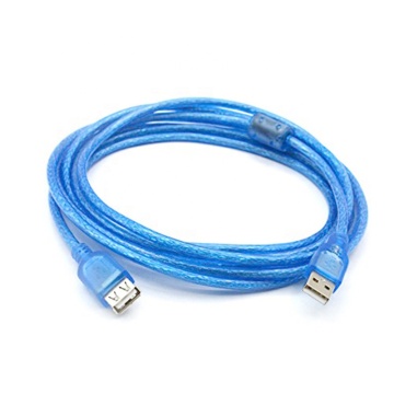 High Quality 1.5m Transparent Blue USB 2.0 Type A Male to Female Extension Cable