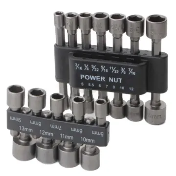 14Pcs Quick Change Power Nut Driver Bit Set - Steel Metric Socket Wrench 1/4'' Hex
