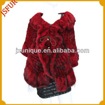 Fashion women's red fur mink poncho dubai shawl