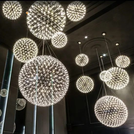 European Style Hotel Décor: Post-Modern Chandelier and LED Spark Ball Wire Pendant Lamps
