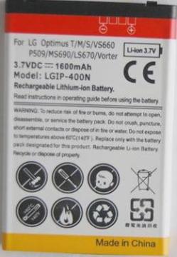 Standard LG LGIP-400N Battery for LG Optimus T M S VS660 P509 MS690 LS670 Vorter