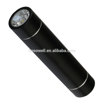 2015 Newest Portable Torch Shape 2600mAh PVC Custom Power Bank LED power bank