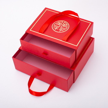 Embalaje de regalos de boda Caja de cajón personalizado Rojo