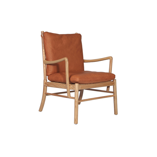 Réplica clássica de cadeira de couro colonial de couro OW149