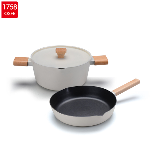 Poignée en bois antiadhésive cuisine cuisson pot Coowkare Set