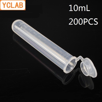 YCLAB 200PCS 10mL Centrifuge Tube EP Plastic Round Bottom Connect with Lid and Graduation Ethylene Propylene