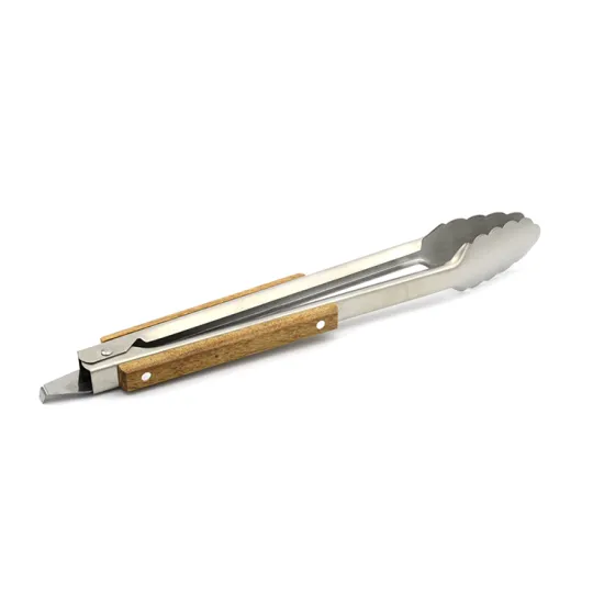 High-Quality 12 Inch Stainless Steel Food Tong with Acacia Handle: Perfect BBQ Accessory