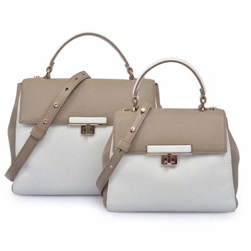 Classic Contrast Color Handbags Women Leather Tote Bags