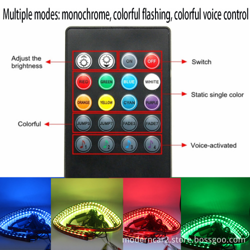 4Pcs APP Remote Voice Control Car LED Chassis Flexible Strip RGB Underbody Glow Light