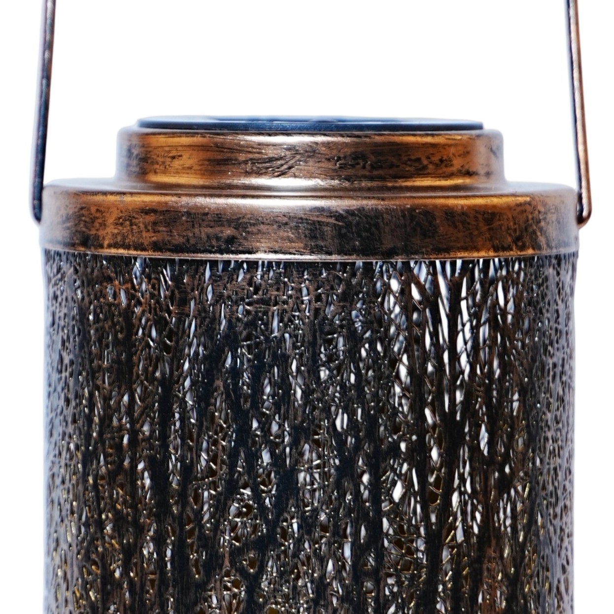 Antique bronze hollow ironwork solar lantern
