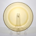 Plat pinggan mangkuk kaca berwarna amber berwarna emas