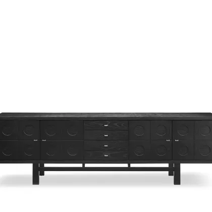 Simple Black Solid Wood Multi Layer Dining Cabinet