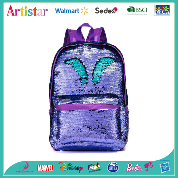 purple and blue sequins backpack