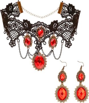 Woman Gothic Vampire Jewelry Set Set Accessume Actenories Set