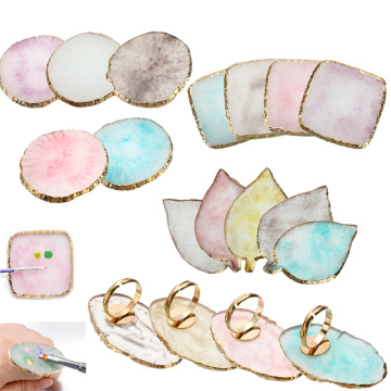 Resin Stone Palette Eyelash Glue Holder Finger Ring Plate Nail Art Ring Gel Polish Foundation Mixing Makeup Cosmetics Tool