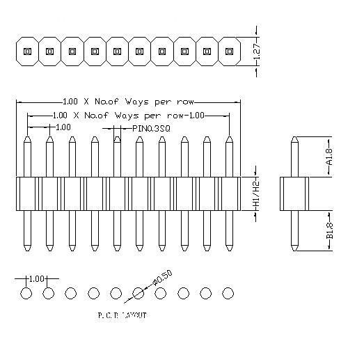 1.00 mm Pin Header Single Row Straight Type