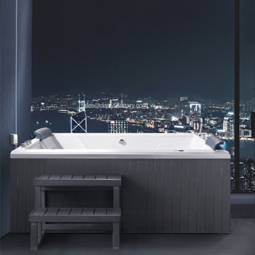 2021 Hotel Amazon Top Seller Bespoke Large Deep Hydro Massage Whirlpool Square Spa Acrylic Freestanding Bathtub for Two