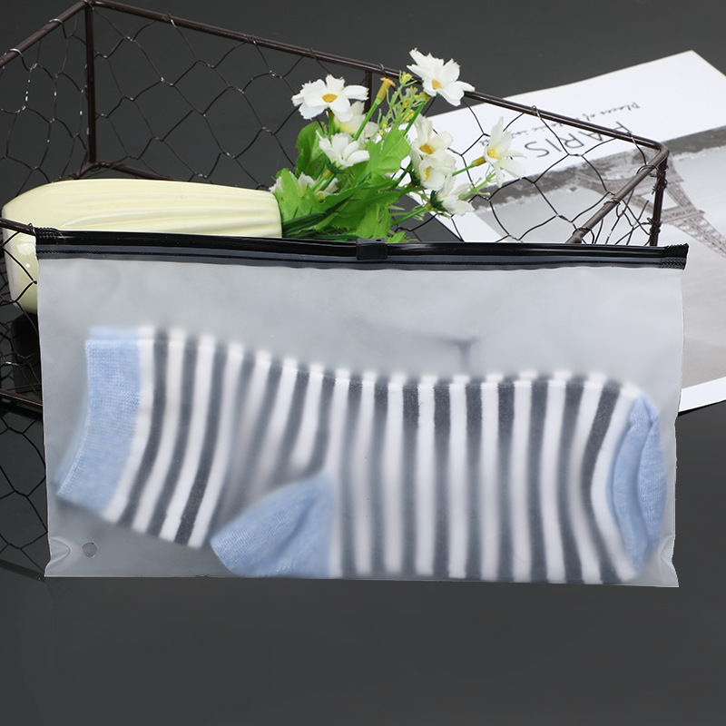 plastic matte ziplock bag with black zipper