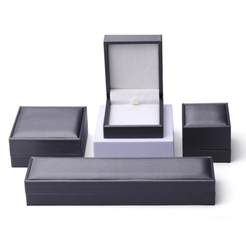 Luxury Black Leather Ring Necklace Velvet Jewelry Box