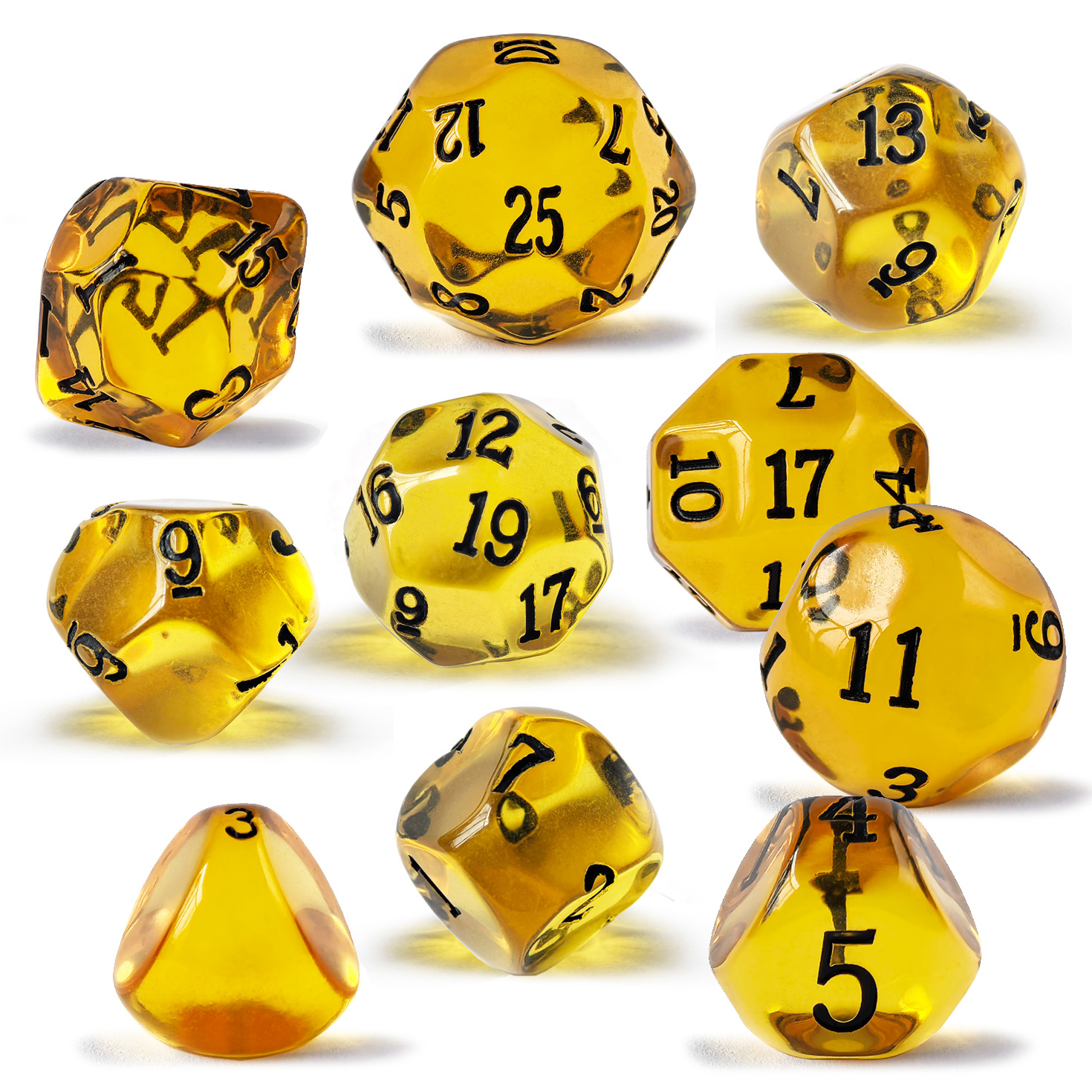 10 Pieces Odd Numbered Polyhedral Dice Set D3-D25, Odd Number Dice