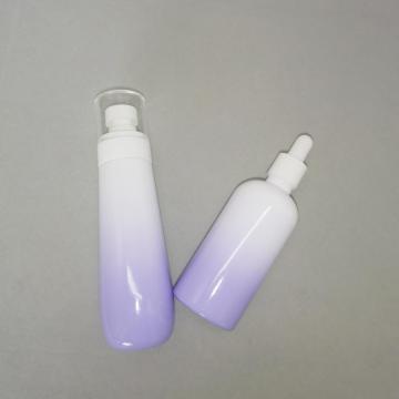 Violet glass pump bottles