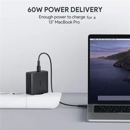 AUKEY PA-D5 60W Dual-Port PD Wall Charger - EU Standard Black
