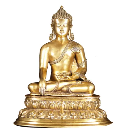 Antique metal life-size Buddha thai bronze statues