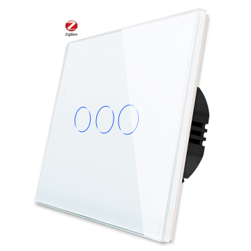 CNBINGO ZigBee EU Standard 3 Gang Wireless Control Remote Touch Light Wall Switch with Glass Panel