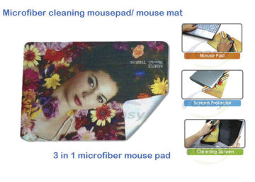 3 In 1 Function And Silk Screen / Offset / Digital Photo / Embossing, Silicon And Microfiber Mousepad