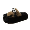 Lady plush big eyes slippers for outdoor wear