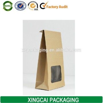 2017 recycled coffee beans pvc window paper bag