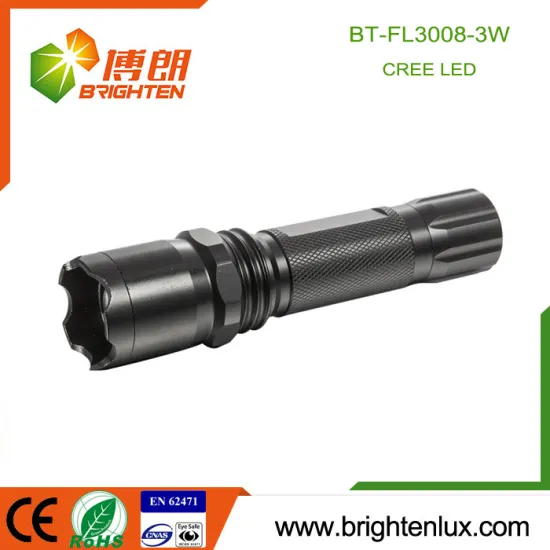 Factory Hot Sale 3*AAA Battery Operated Aluminum Multi-function Zoom Police Tactical Bright 3W Cree led Flashlight Torch