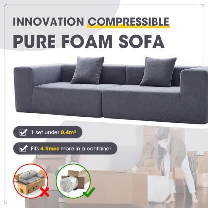 Innovation L-Shaped Vacuum Compressed Foam Sofa Bed Modern Premium Living Room Furniture