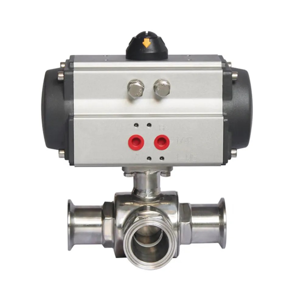 Food Grade 3 Way Clamp Pneumatic Ball Valve