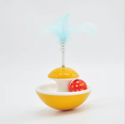Plastic cat toy with bell ball cat teaser