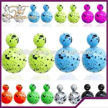 Yiwu factory spray painted brincos candy pendientes double pearl stud earrings